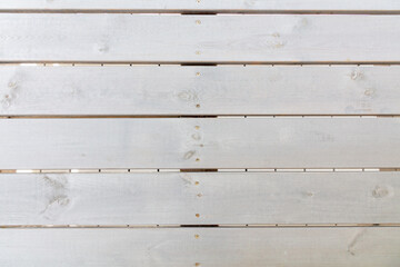 Obraz na płótnie Canvas Close-up of washed white wooden planks, with visible knots and grains, creating a serene, clean, and minimalistic background suitable for various designs