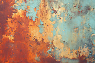 old grunge rusty zinc on wall. Metal rusty surface with shabby background paint. Texture blue cracked paint on an iron sheet. Fragment of an old metal gate, Metal Corrosion