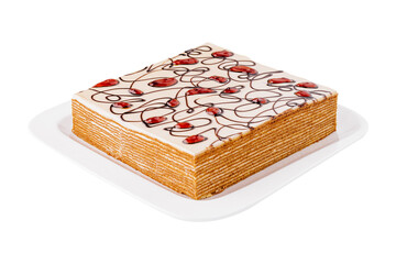 sweet classic layered cake Napoleon on plate