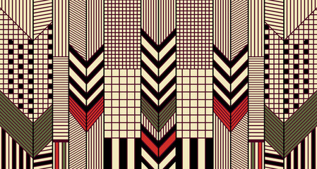 Embroidery Cross Stitch. Ethnic Patterns. Pixel Horizontal Seamless. Geometric Ethnic Indian pattern. Native Ethnic pattern. Cross Stitch Border. Texture Textile Fabric Clothing Knitwear print. - obrazy, fototapety, plakaty