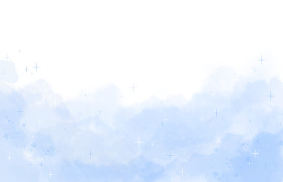 Fototapeta Pastel blue watercolor with sparkle abstract background wallpaper frame for birthday baby shower