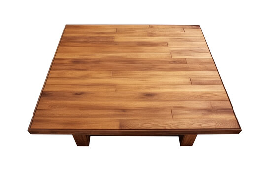 Brown wooden table in minimal style isolated on transparent background for decorative furniture in the room.	
