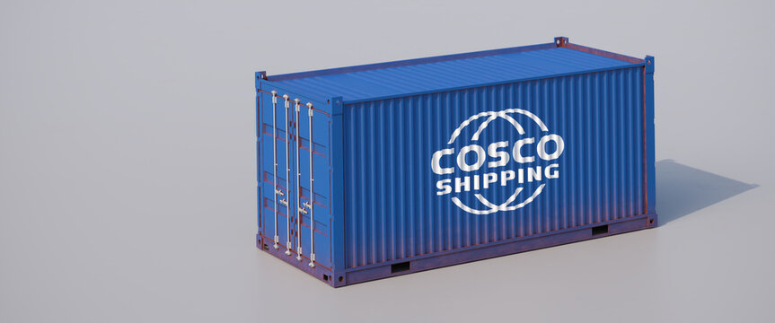 Container of one of the five largest container shipping companies: Cosco Shipping of China