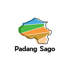 Padang Sago map. vector map of Indonesia Country colorful design, suitable for your company