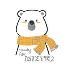 cute bear drawing as vector for kids fashion print