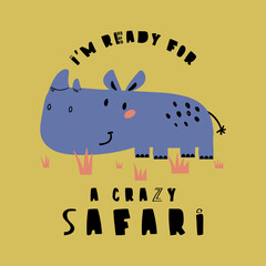cute rhino cartoon drawing for print © MKE PRINT LAB.