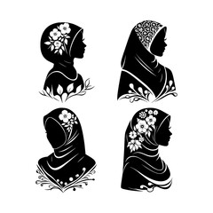woman muslim with beauty hijab vector illustration