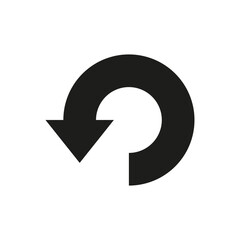 Wide bold semi circle arrow. Vector illustration. Semicircular rounded curved one-sided arrow.