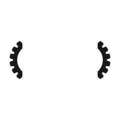 Two halves gear wheel. Quarter and fourth part of the pinion. Half a cogwheel. Vector silhouette. 