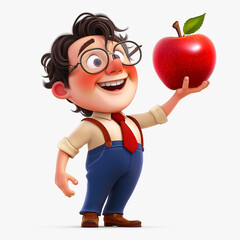 boy with apple 3d character