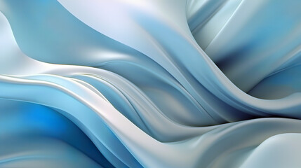 The image presents a fluid and smooth abstract form, with elegant waves of blue and white creating a soothing and artistic visual texture.Background concept.AI generated.