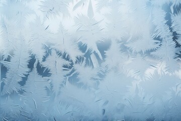 Photo of the crystalline structure of frost on a window. Generative AI