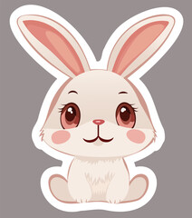 Cute rabbit hare silhouette icon. Pink cheeks. Cute kawaii cartoon character. Flat design Vector graphic