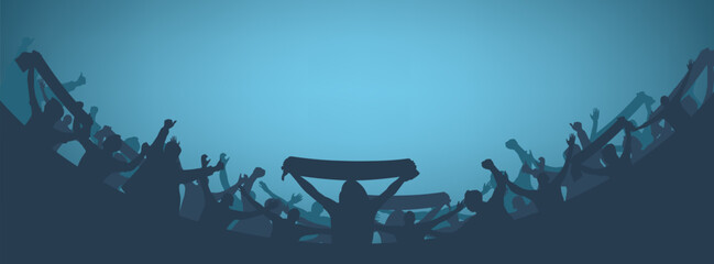 Silhouette of a group of people cheering for sports. Used for decoration, advertising design, websites or publications, banners, posters and brochures.