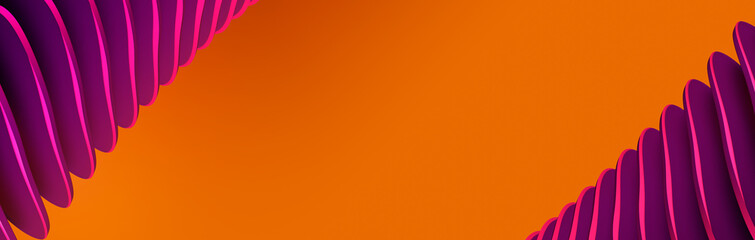 3D Render of an Abstract background. Modern shape of  purple glass and orange background. Digital art for wallpapers, covers or banners.