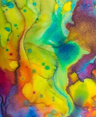 Fototapeta na wymiar Multicolored psychedelic watercolor background