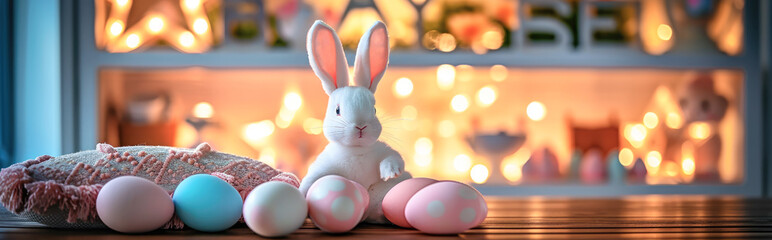 easter bunny with easter eggs
