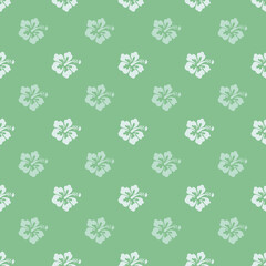 Green Hawaiian Flowers Aloha Seamless Background Pattern