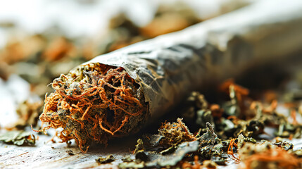 Roll your own cannabis cigarette, medicinal marijuana. A stock photo illustrating the natural elements and therapeutic aspects of cannabis use