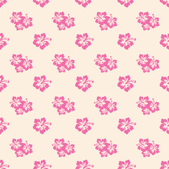 Pink Hawaiian Flowers Aloha Seamless Background Pattern