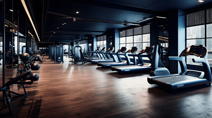 An empty gym with all latest modern amenities - obrazy, fototapety, plakaty