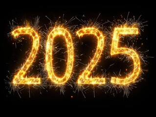 Happy New Year 2025. Text number 2025