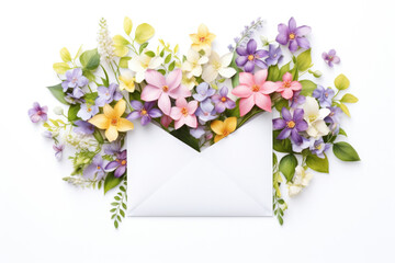 Envelope with spring lilac flowers