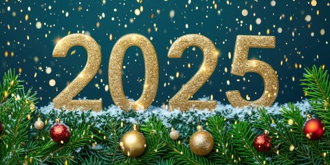 Happy New Year 2025. Text number 2025