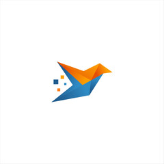 bird tech logo, digital bird logo template