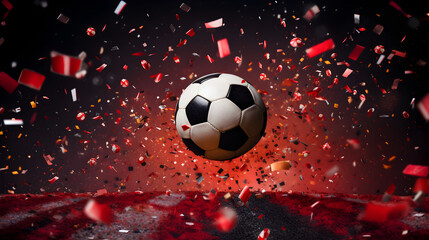 Soccer ball with confetti all over