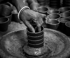 Pottery making involves shaping clay by hand, using a wheel, or coiling techniques.