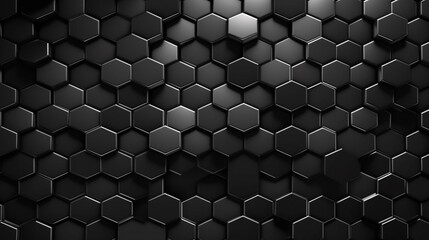 Hexagon metal mesh.Dark grid texture.Geometric desi.Generative AI
