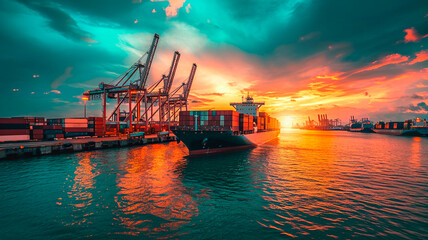 Obraz premium tanker at sunset