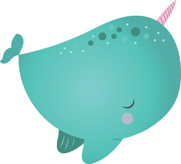Whale unicorn isolated cartoon