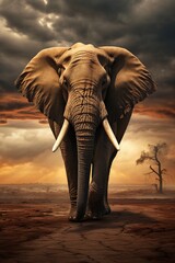 Fototapeta na wymiar lone elephant the symbols of power
