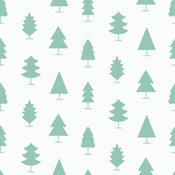 Trees Forest Seamless Pattern Minimal Print