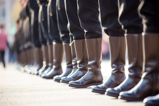 army of soldiers wearing legs boots