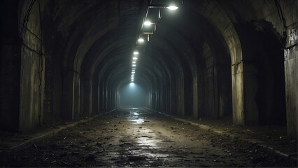 Fototapeta na wymiar dark and scary tunnel
