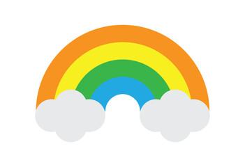 Color Rainbow With Clouds, With Gradient Mesh, Vector Illustration
