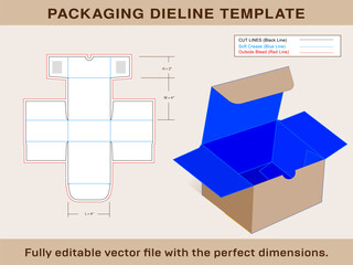 Indestructo tuck end Box Dieline Template and 3d box