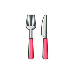 Illustration of Fork and Knife Cartoon Vector. For Restaurant Logos.