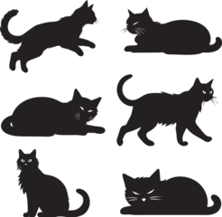 Foto op Canvas set of cats silhouettes © Pixzot