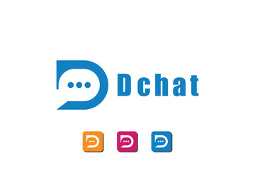 chat logo design with letter d concept