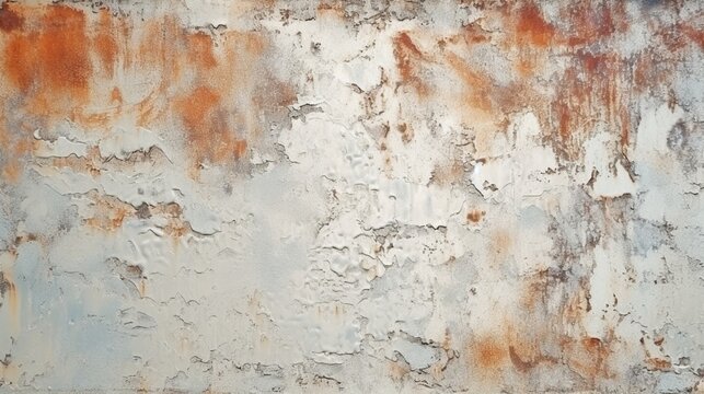 Old rusty white metal background.Generative AI