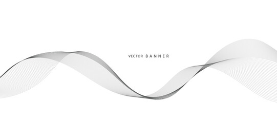 Abstract wave element for design. Digital frequency track equalizer. Stylized line art background. Vector illustration. Wave with lines created using the blend tool. Curved wavy line, smooth stripe.