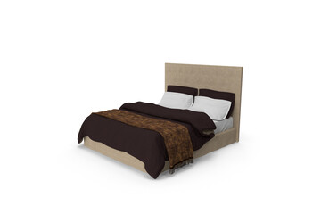 bed with pillows  modern 3d bed on a white surface