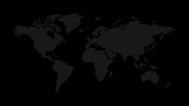 world map on black background