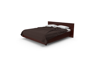 bed bed with white pillow and bedsheet 3d on a white surface
