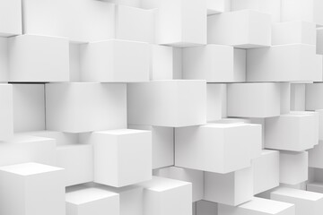 3D white cube boxes block background 