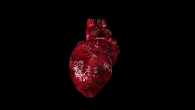 Red heart with black background, Medical Science